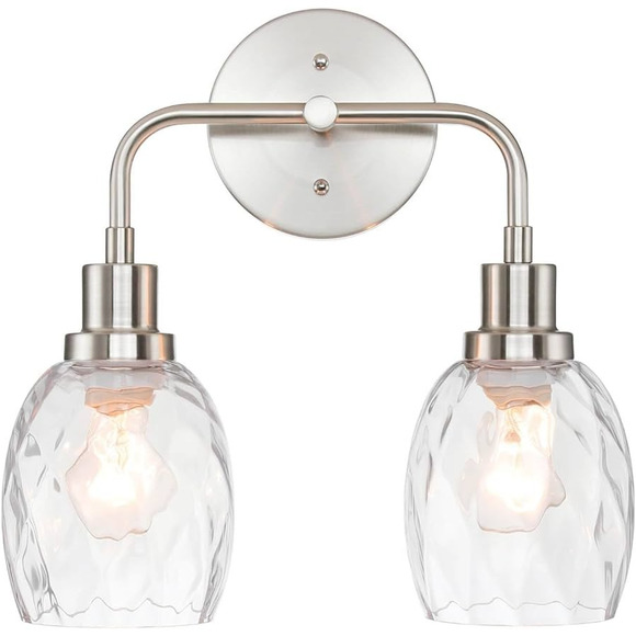 XiNBEi Lighting Wall Sconce Brushed Nickel, 2-Light Bathroom Vanity Light with - Picture 4 of 8